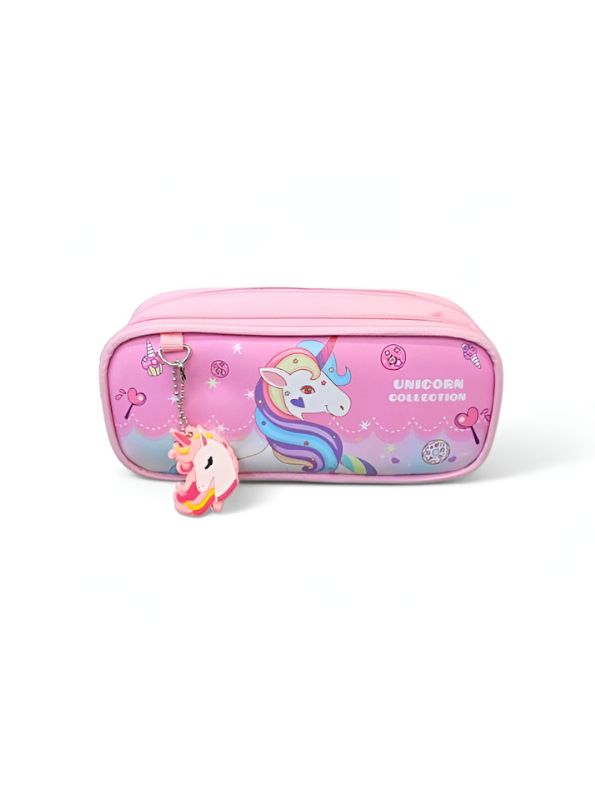 Unipouch – Unicorn Pencil Pouch for Girls | Double Zipper Stationery Case | Premium Leather Top | Cute & Durable School Pouch NOV2119.