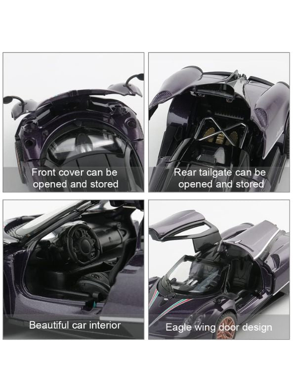 Pagani Huayra Sports Car Diecast Model Scale 1:24 - Amethyst Purple - Acrylic Transparent Display Box