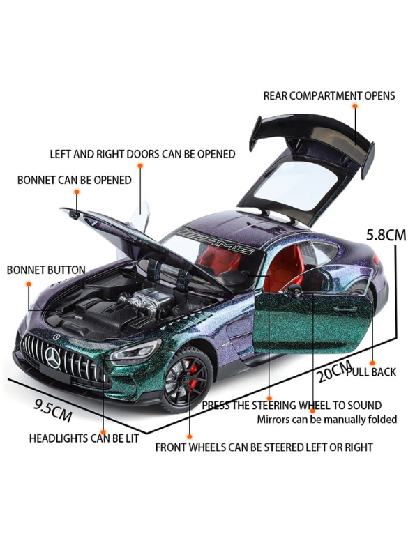 Mercedes-Benz AMG GT 1:24 Scale Diecast Metal Model Car – Purple (MD-N-24)