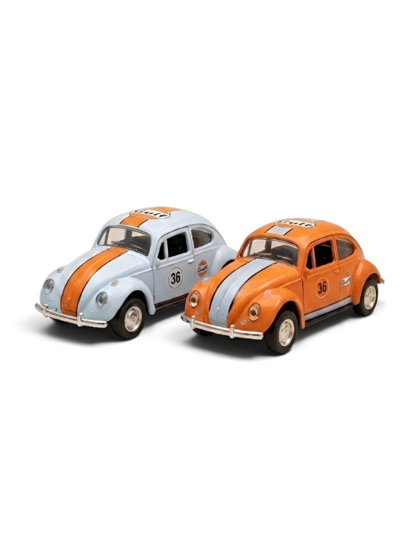 Pack Of 2 Vintage Volkswagen Beetle Diecast Model Car 1:36 Gulf Racing Livery Collectible Metal Miniature TV7260