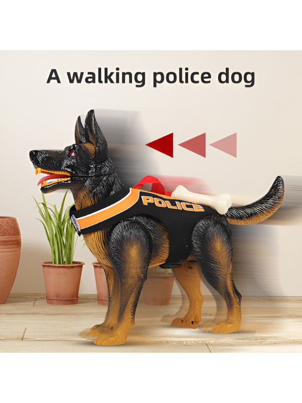 Walking German Shepherd Police Dog Toy – Battery Operated with Barking Sound TV6796.