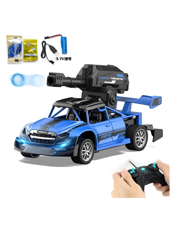 Blue - Water Bomb Stunt Car - 4WD Rechargeable Off-Road Vehicle with Water Cannon, 360° Rotating & Spraying Action for Kids LMI11013.