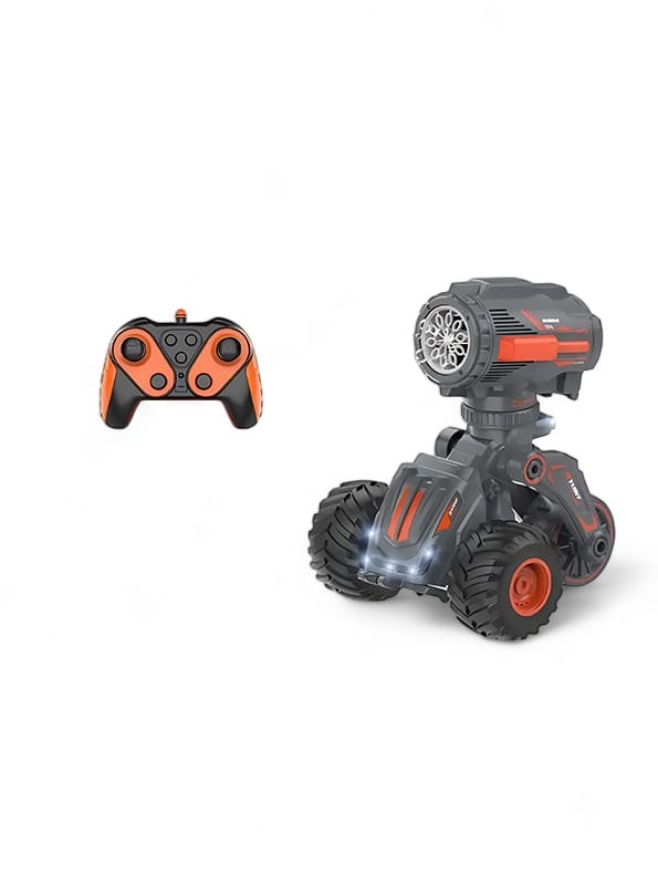 Stunt Remote Control Bubble Making Car Toy With Light & Music For Kids - Orange (L- 115) - Toyloft