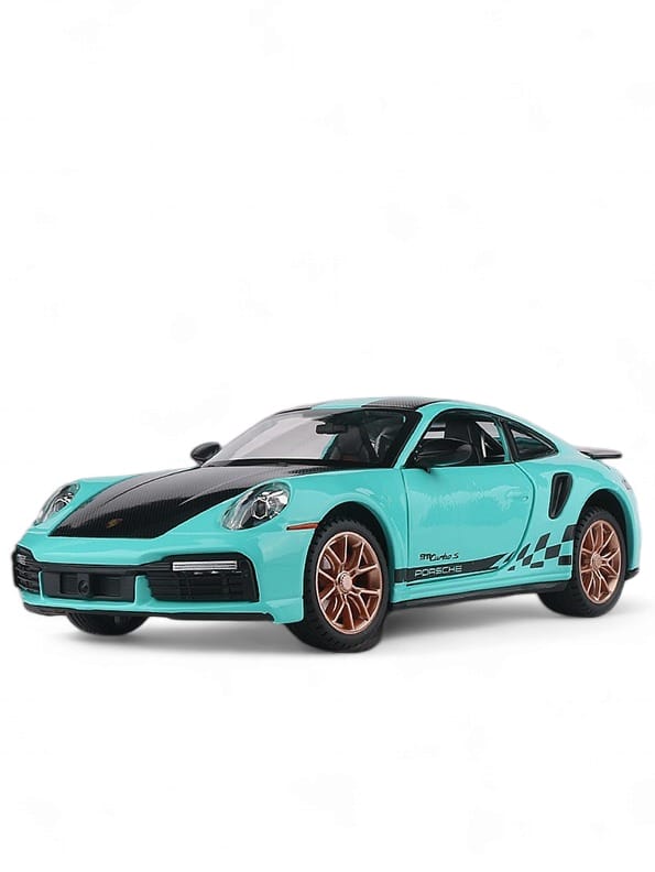 Porsche 911 Turbo S Metal Diecast Car T Blue Scale 1 24 Big Size Toyloft