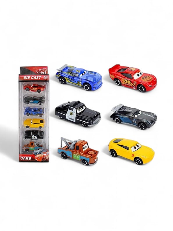 Pack of 6 McQueen Multi Colour Car Set (MS-S-24): Lightning McQueen, Flash McQueen, and Hot Wheels Collection for Real Cars 2 & 3 Fun! - Toyloft