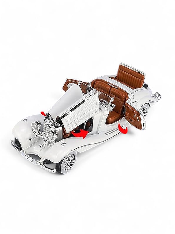 Mercedes Benz 500K Model 1:24 Scale Diecast Car - White Metal Collectible | NX-N-24 - Toyloft