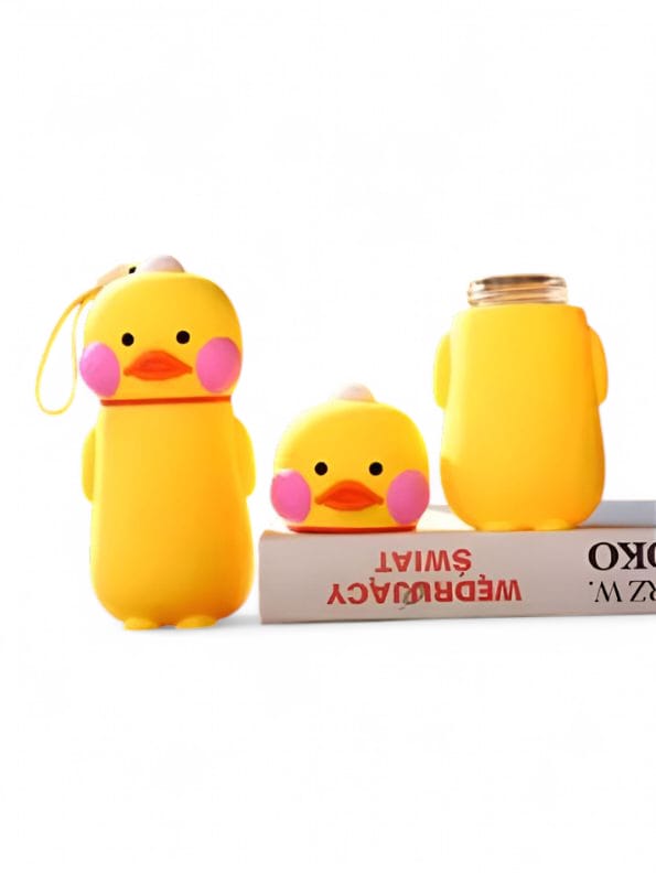 Cute Duck - QuackSip – Adorable Duck Glass Water Bottle for Kids | Cute & Eco-Friendly Leakproof Bottle - NS557