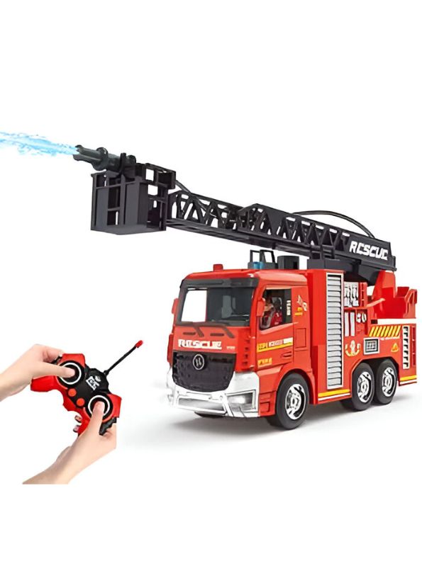 FireFlash RC Fire Truck – Remote Control Fire Truck Toy with Jet Pump, Lights & Sounds | Firefighter Rescue Vehicle for Kids - MD1809