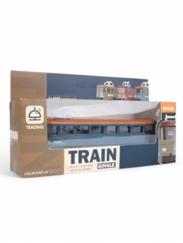 BLUE - Retro Glide Die-Cast Tram – Pull-Back Alloy Light Rail Train & Bus Model Toy | Fall-Resistant Collectible - LMI11311