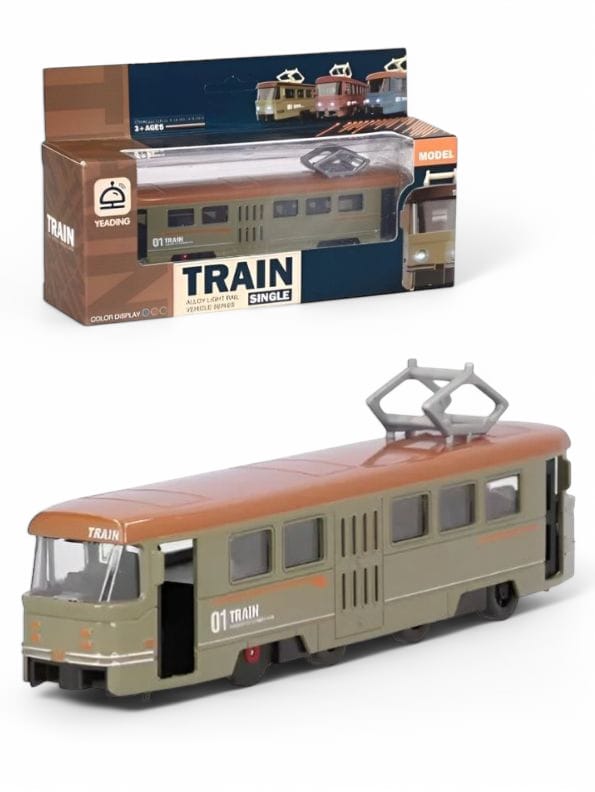 GREEN - Retro Glide Die-Cast Tram – Pull-Back Alloy Light Rail Train & Bus Model Toy | Fall-Resistant Collectible - NX11311
