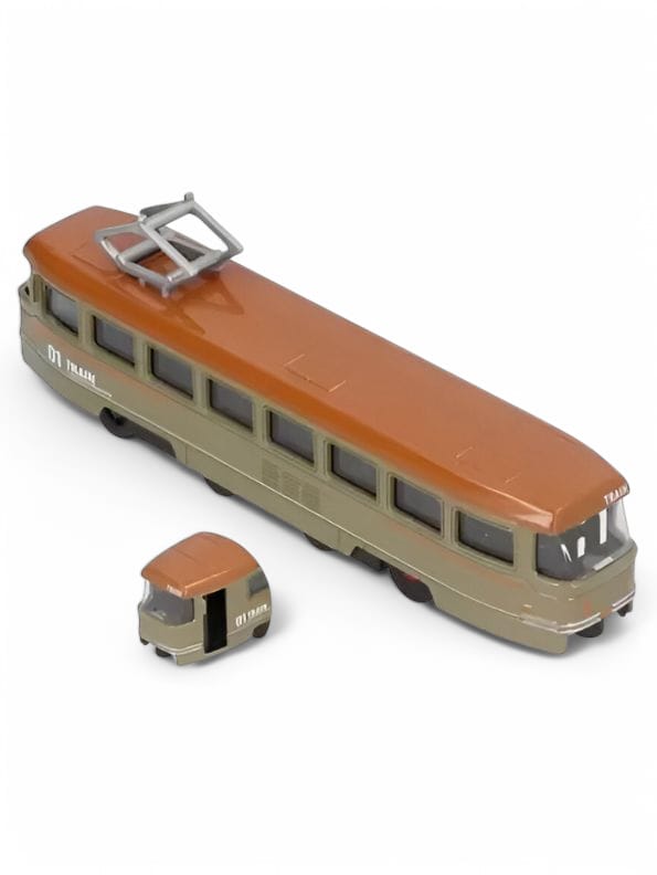 GREEN - Retro Glide Die-Cast Tram – Pull-Back Alloy Light Rail Train & Bus Model Toy | Fall-Resistant Collectible - NX11311
