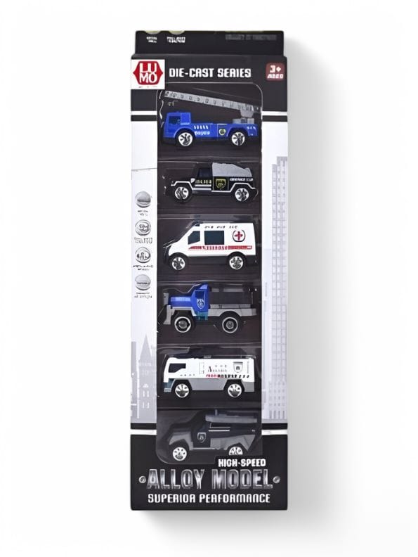 MiniCops Patrol Set – Diecast Metal Police Car Toy Set for Kids | Mini Police Vehicles Playset - LMI13672