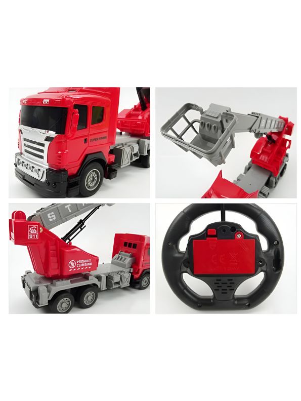 FireStorm Climb & Spin RC Fire Truck Toy with 360° Rotatable Telescopic Ladder – Kids' Rescue Engine