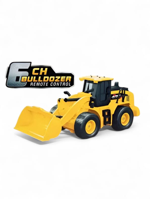 PowerDozer - Remote Control Construction Bulldozer Digger Truck Toy for Kids | 1:24 Scale, Rechargeable RC Vehicle with Lights & Sounds