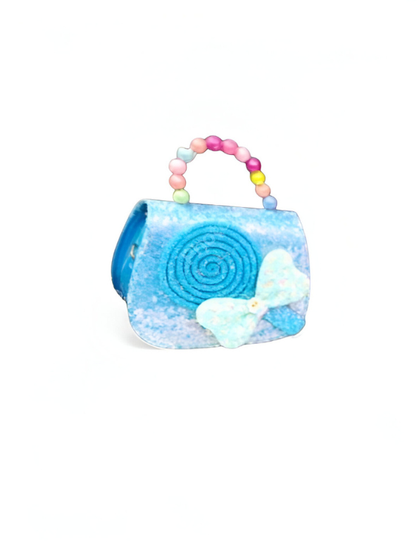 Whimsical Purple Butterfly & Lollipop Kids Handbag with Pastel Beaded Handle NOVGBT-50339.