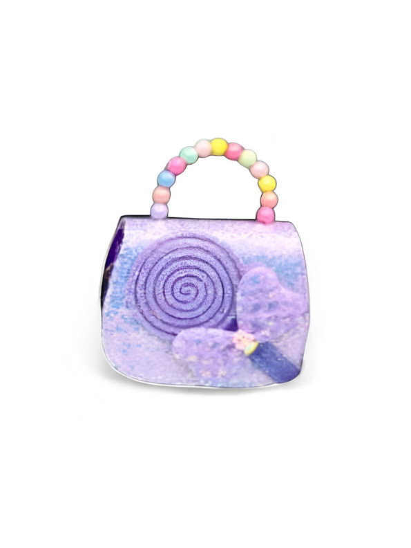 Whimsical Purple Butterfly & Lollipop Kids Handbag with Pastel Beaded Handle NOVGBT-50339.