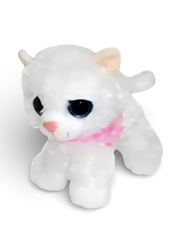 White Plush Cat Toy 20cm – Cute Sitting Kitten with Pink Ribbon ST15636.