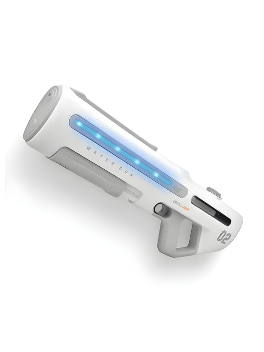 White - HydroBlaze X1000 - High-Pressure Electric Water Gun – Powerful Automatic Water Blaster with LED Lights for Adults, Perfect for Outdoor and Pool Fun