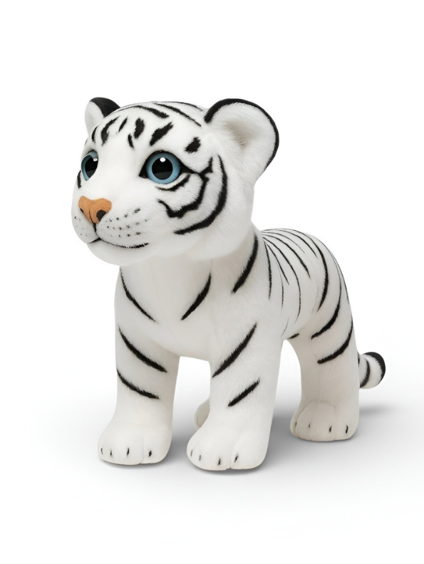40cm White Tiger Cub Plush Toy with Blue Eyes – Realistic Soft Stuffed Animal ST14968.