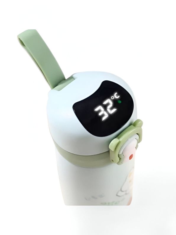 WildSip – Cute Animal Print Temperature Water Bottle – 450ml Stainless Steel Push Button Sipper for Kids & Adults NOV8341.