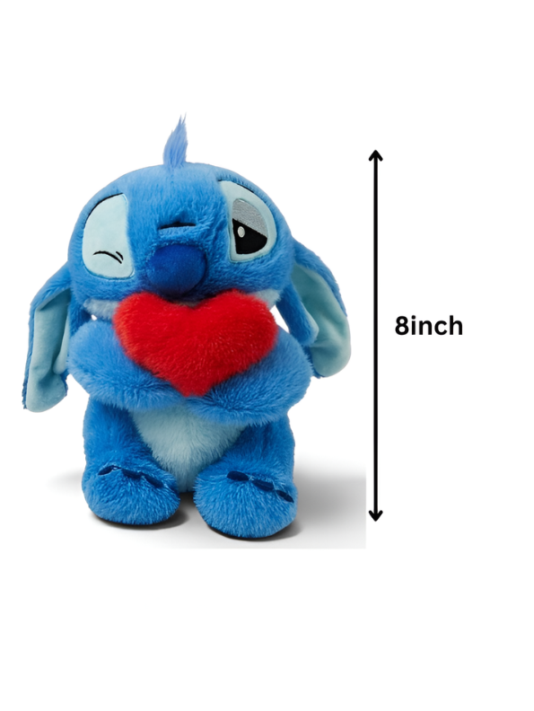 Winking Stitch Plush Toy Holding Red Heart – 8-Inch Cute Soft Stuffed Animal ST15960