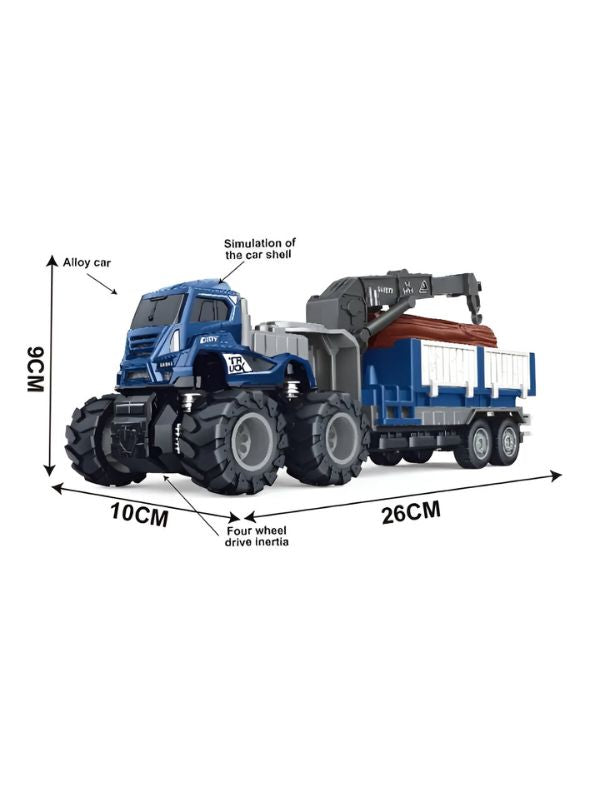 Wood Carrying Truck Toy – Miniature Transport Trailer Vehicle for Kids | Durable Die-Cast Model Truck Toy - NX12538.