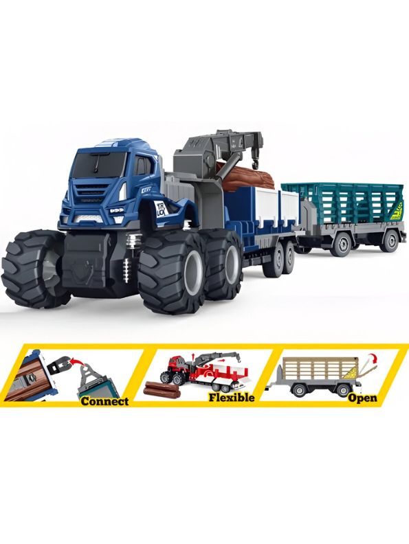 Wood Carrying Truck Toy – Miniature Transport Trailer Vehicle for Kids | Durable Die-Cast Model Truck Toy - NX12538.