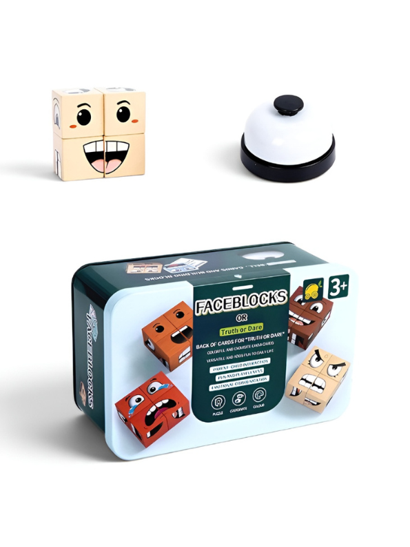 Wooden Face-Changing Expression Blocks Game | Interactive Montessori Educational Puzzle Toy for Kids TV5369