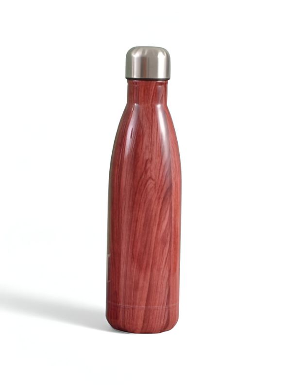 Wooden Finish Cap Bottle 500ml – Stainless Steel Water Bottle for Office, Travel & Gym | Leak-Proof & Eco-Friendly NOV8145.