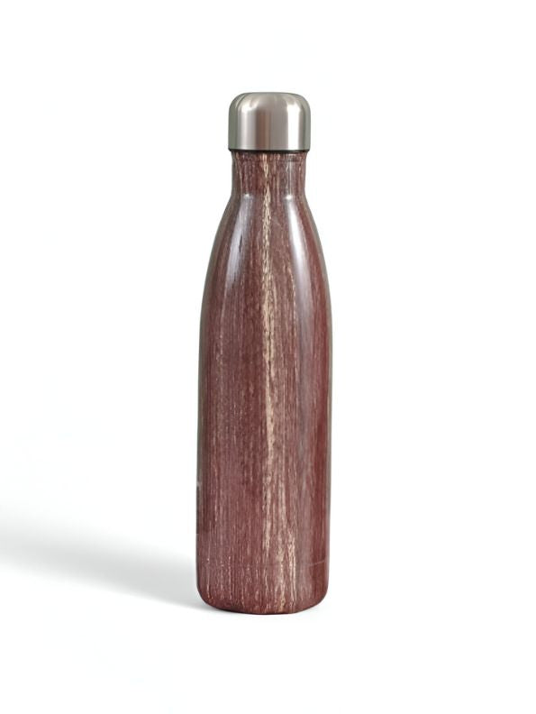 Wooden Finish Cap Bottle 500ml – Stainless Steel Water Bottle for Office, Travel & Gym | Leak-Proof & Eco-Friendly NOV8145.