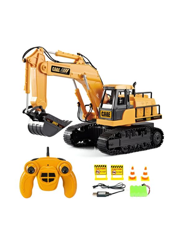 XtremeBuilder X100 Remote Control RC Excavator JCB Truck Toy with LED Flash Lights | Construction Vehicle Toy for Kids - LMI14068