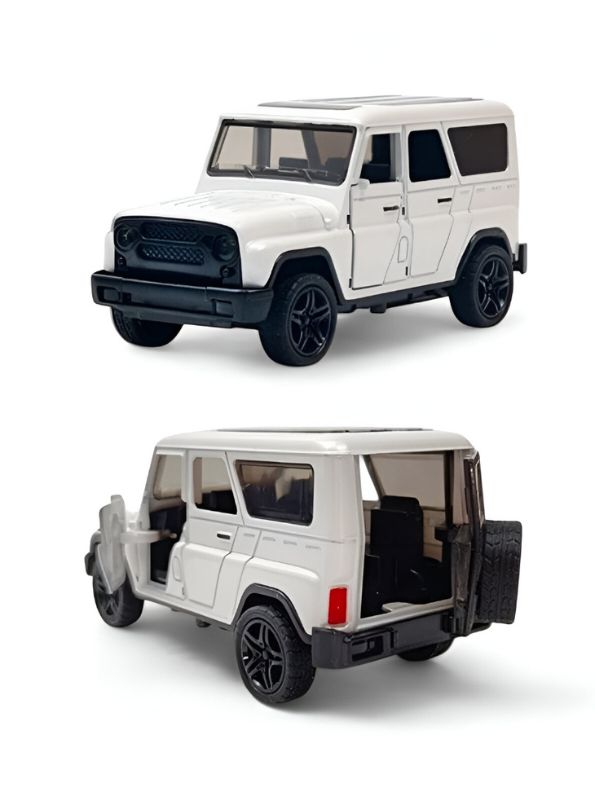 White - YA3 Hunter – Metal Die-Cast Jeep Pull-Back Car for Kids & Collectors | Russian Military-Style Off-Road Model Vehicle Scale 1:36 LMI15191.