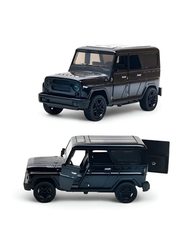 Black - YA3 Hunter – Metal Die-Cast Jeep Pull-Back Car for Kids & Collectors | Russian Military-Style Off-Road Model Vehicle Scale 1:36 LMI15191.