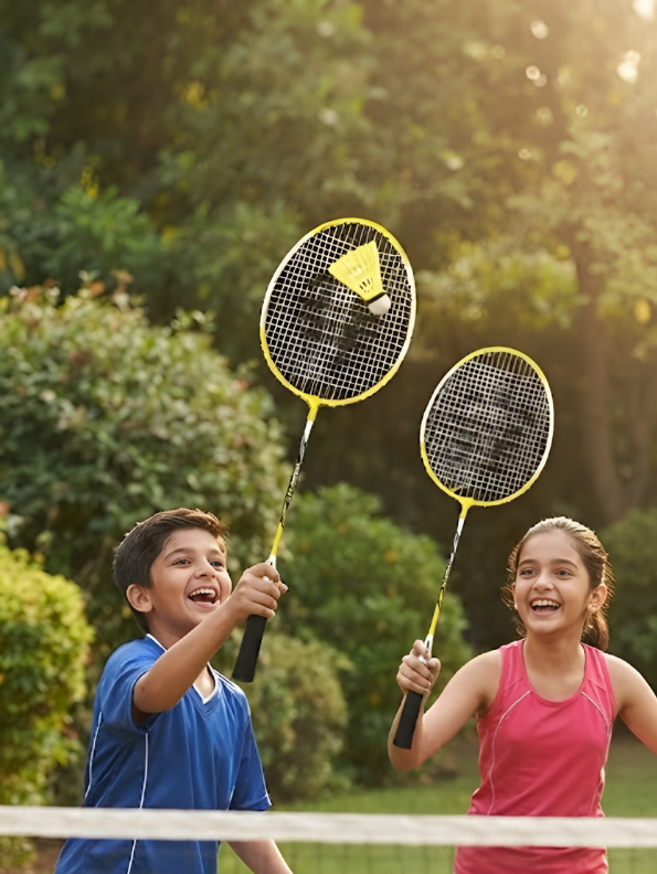 Yellow 2-Piece Badminton Racket Set, High-Performance T-Joint Frame, Shock-Absorbing Comfort Handle, Includes Durable Racket Bag LMI1322