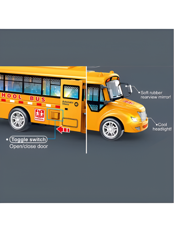 Yellow School Bus Toy for Kids – 15cm Friction Powered Pull-Back Vehicle MD597