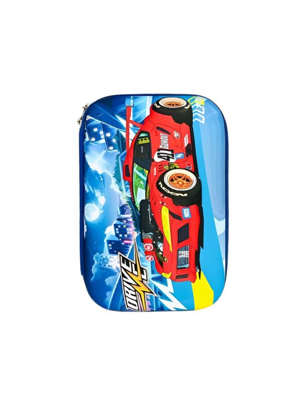 Red - ZoomRide – Drive Car Theme Pouch for Kids | Single Chain Blister Pencil Case | Fun & Fast Stationery Bag NOV7982.