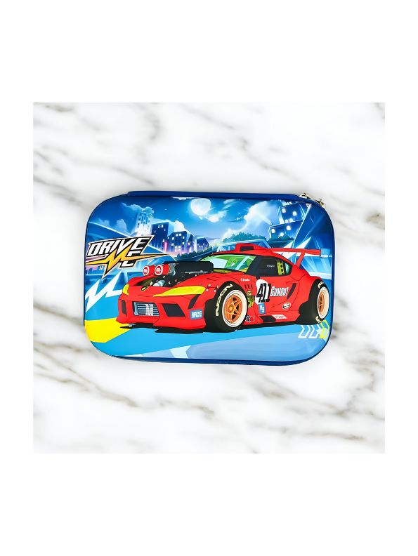 Red - ZoomRide – Drive Car Theme Pouch for Kids | Single Chain Blister Pencil Case | Fun & Fast Stationery Bag NOV7982.