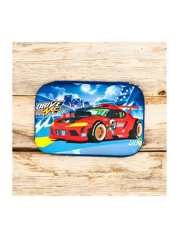 Red - ZoomRide – Drive Car Theme Pouch for Kids | Single Chain Blister Pencil Case | Fun & Fast Stationery Bag NOV7982.