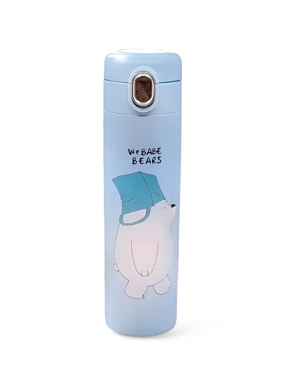 Zoopy – Cute Print Kids Water Bottle 500ml Stainless Steel with Push Button Lid | Leak-Proof & BPA-Free NOV7104.