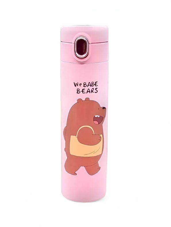 Zoopy – Cute Print Kids Water Bottle 500ml Stainless Steel with Push Button Lid | Leak-Proof & BPA-Free NOV7104.