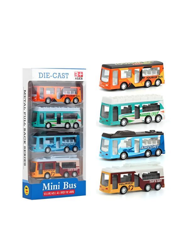 Urban Cruiser Mini Bus – Premium Diecast Alloy Toy Vehicle | Pullback Action Model for Kids & Collectors | Pack of 4 - LMI14637.