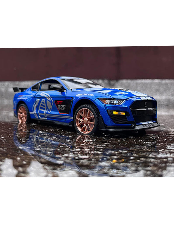 Mustang Shelby Cobra GT 500 Metal Model Diecast Car Scale 1:32 - Blue (S) - Toyloft