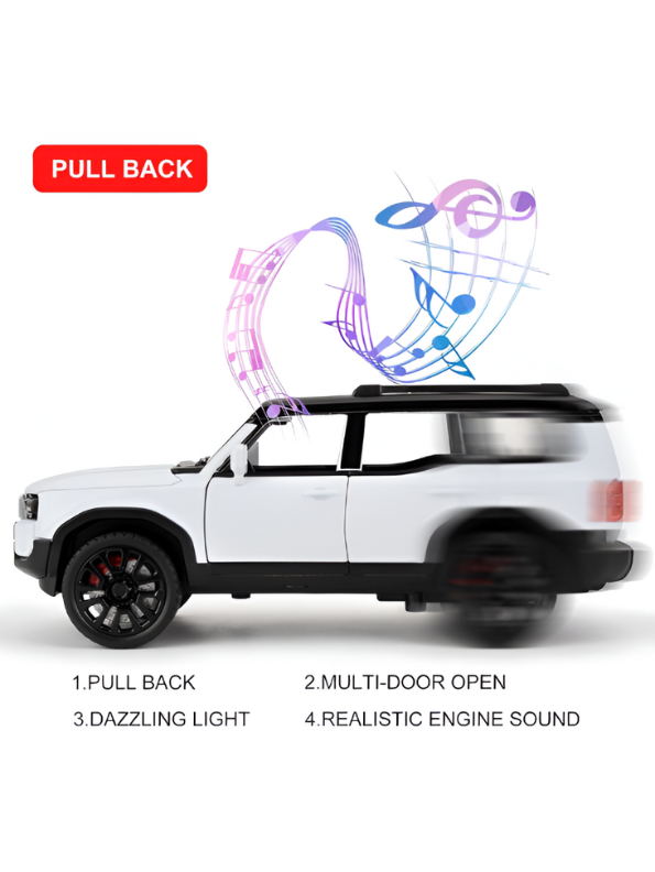 White Toyota Land Cruiser Prado Diecast Metal SUV Model | Pullback with Sound & Light Scale 1:32 TV5799