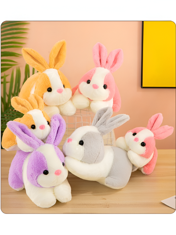 Cute Pink and White Bunny Stuffed Animal - Cuddly 8" Rabbit Soft Plush Toy for Kids LMI11102