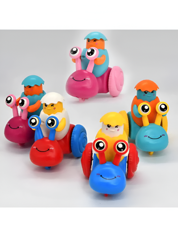 Blue - Push and Go Snail Toy with Winking Egg Rider | Rolling Baby & Toddler Motor Skills Toy LMI12712