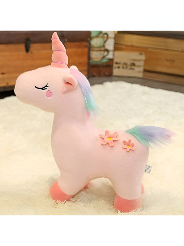 Pink - Dreamy Pink Unicorn Plushie for Children | Ultra-Soft Stuffed Toy with Pastel Rainbow Hair LMI12216
