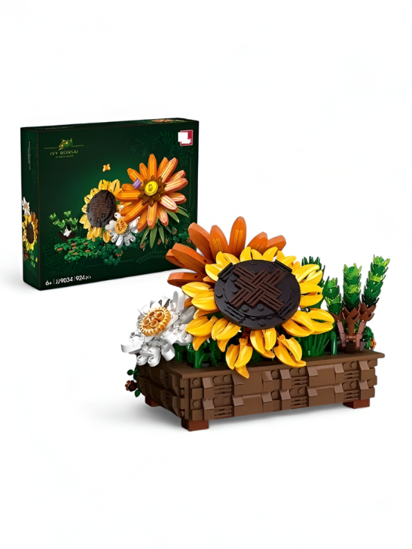 Sunflower Botanical Display Building Block Set - 924 PCS IVY BONSAI Flower Pot Building Block Set - Adult Home Decor & Gift TV5668