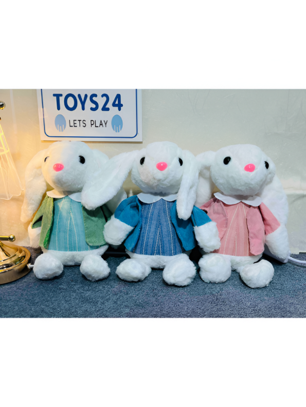 8 Inch Rabbit Soft Toy with Blue Cardigan - Plush Stuffed Bunny for Children LMI11372