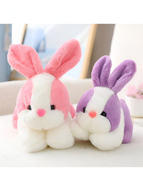 Cute Pink and White Bunny Stuffed Animal - Cuddly 8" Rabbit Soft Plush Toy for Kids LMI11102