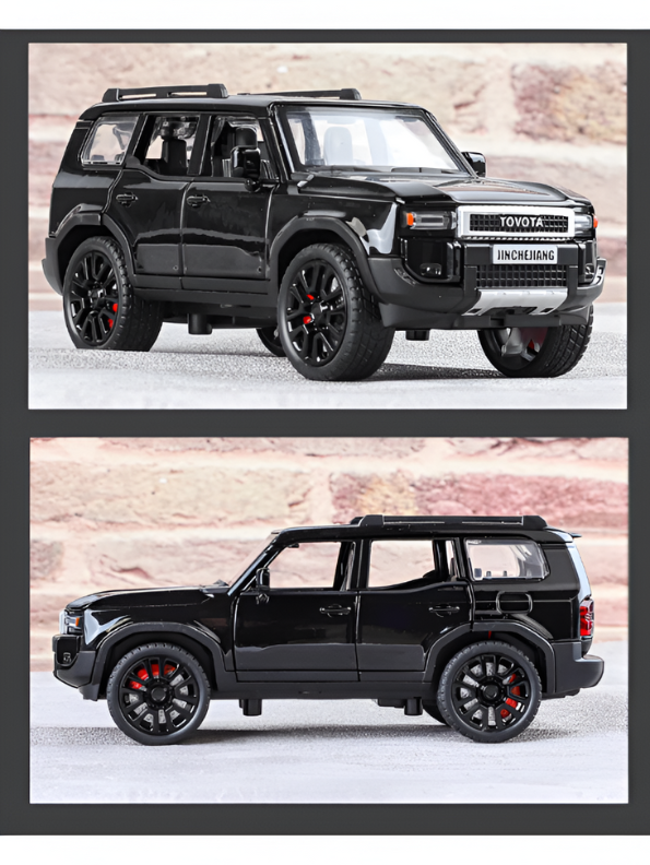 Black Toyota Land Cruiser Prado Diecast Metal SUV Model | Pullback with Sound & Light Scale 1:32 TV5799